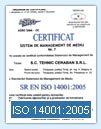 SR EN ISO 14001:2005 Certificate